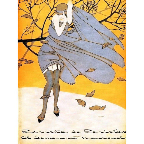 Mexican Magazine Cover 1920 Otono Black Modern Wood Framed Art Print by Garcia Cabral, Ernesto