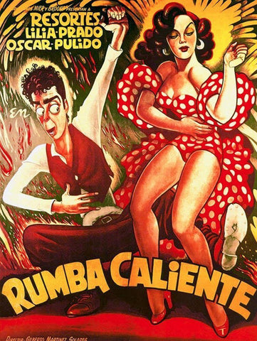 Mexican Movie Poster Rumba Caliente White Modern Wood Framed Art Print with Double Matting by Garcia Cabral, Ernesto