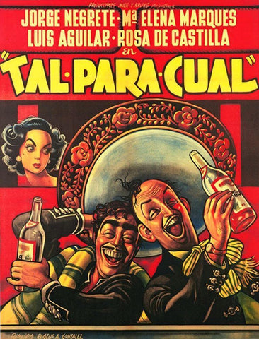 Mexican Movie Poster Tal para cual White Modern Wood Framed Art Print with Double Matting by Garcia Cabral, Ernesto