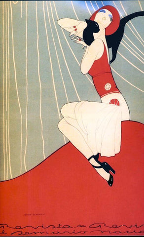 Mexican Magazine Cover 1920 Quien acaricia White Modern Wood Framed Art Print with Double Matting by Garcia Cabral, Ernesto