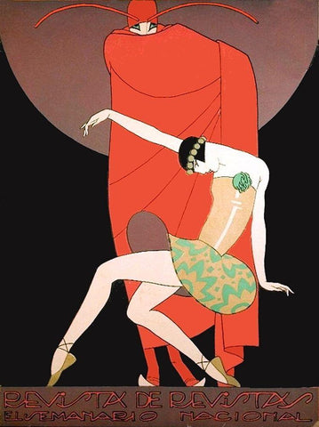 Mexican Magazine Cover 1920 Revista de Revistas White Modern Wood Framed Art Print with Double Matting by Garcia Cabral, Ernesto