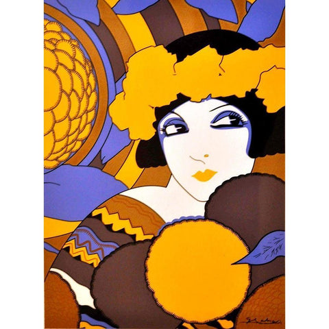 Mexican Magazine Cover 1920 Art Deco Gold Ornate Wood Framed Art Print with Double Matting by Garcia Cabral, Ernesto