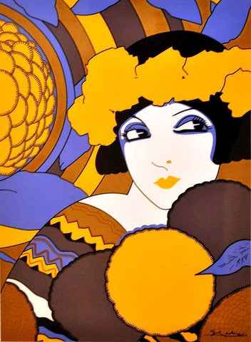 Mexican Magazine Cover 1920 Art Deco Black Ornate Wood Framed Art Print with Double Matting by Garcia Cabral, Ernesto