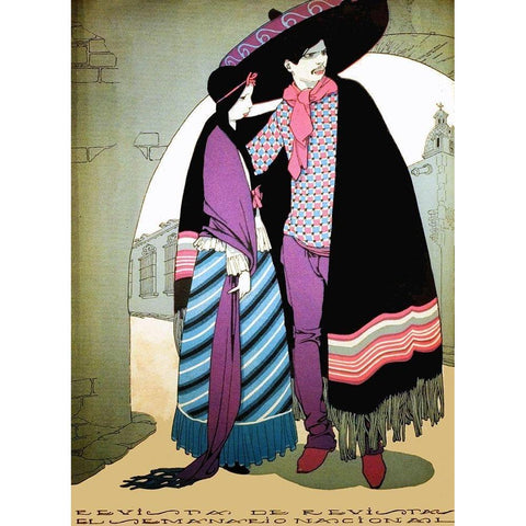 Mexican Magazine Cover 1920 Couple Black Modern Wood Framed Art Print by Garcia Cabral, Ernesto