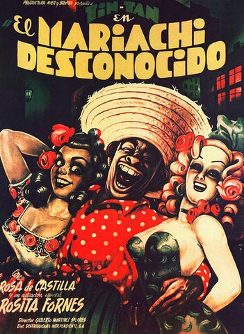 Mexican Movie Poster El Mariachi desconocido White Modern Wood Framed Art Print with Double Matting by Garcia Cabral, Ernesto