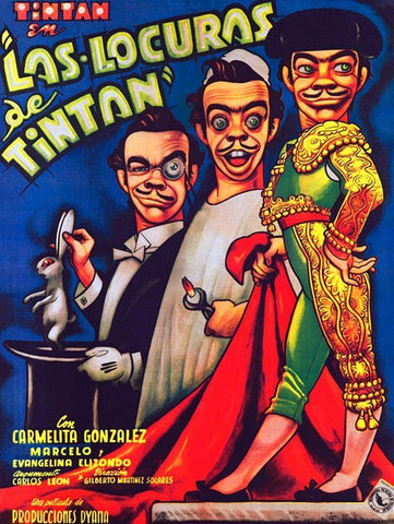 Mexican Movie Poster Las Locuras de Tintan White Modern Wood Framed Art Print with Double Matting by Garcia Cabral, Ernesto