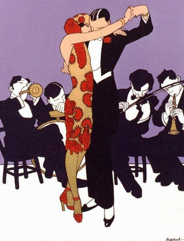 Mexican Magazine Cover 1920 Tango White Modern Wood Framed Art Print with Double Matting by Garcia Cabral, Ernesto
