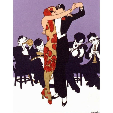 Mexican Magazine Cover 1920 Tango White Modern Wood Framed Art Print by Garcia Cabral, Ernesto