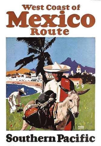 West Coast of Mexico Route, Southern Pacific White Modern Wood Framed Art Print with Double Matting by Logan, Maurice George