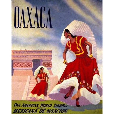 Oaxaca, Mexico, Pan American White Modern Wood Framed Art Print by Vintage Mexico Travel Poster