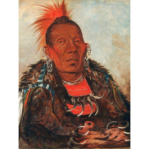 Wah ro nee sah, The Surrounder, Chief of the Tribe White Modern Wood Framed Art Print by Catlin, George