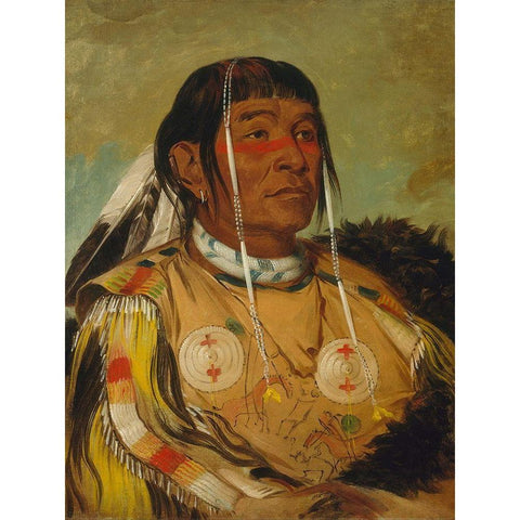 Sha co pay, The Six, Chief of the Plains Ojibwa Black Modern Wood Framed Art Print with Double Matting by Catlin, George