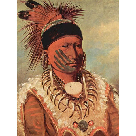 The White Cloud, Head Chief of the Iowas White Modern Wood Framed Art Print by Catlin, George