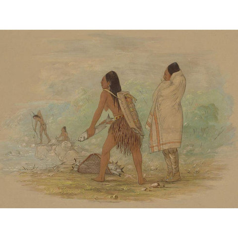 Flathead Indians, 1861 Black Modern Wood Framed Art Print with Double Matting by Catlin, George