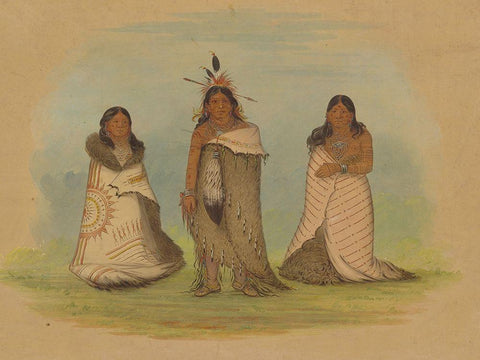 Puncah Indians, 1861 White Modern Wood Framed Art Print with Double Matting by Catlin, George