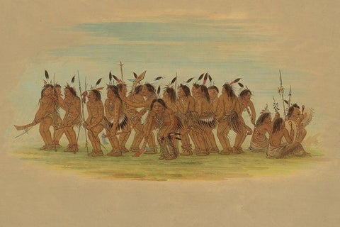 Dog Dance - Sioux, 1861 White Modern Wood Framed Art Print with Double Matting by Catlin, George