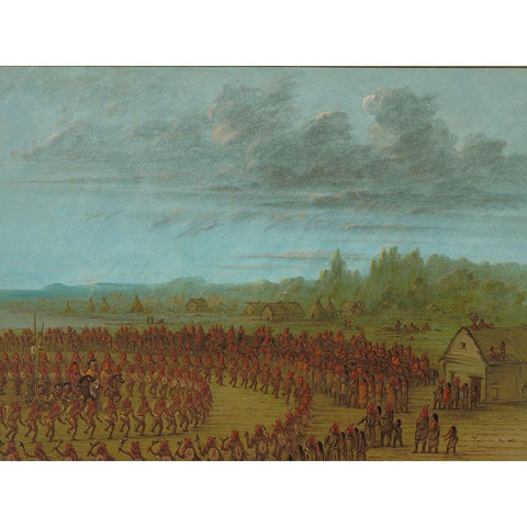 War Dance of the Saukies White Modern Wood Framed Art Print by Catlin, George