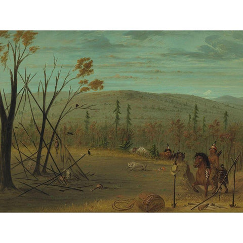 The Cheyenne Brothers Returning from Their Fall Hunt Gold Ornate Wood Framed Art Print with Double Matting by Catlin, George