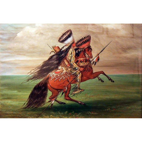 Crow Indian He Who Jumps Over All Black Modern Wood Framed Art Print with Double Matting by Catlin, George