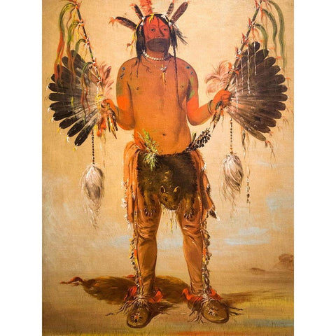 Old Bear, a Medicine Man White Modern Wood Framed Art Print by Catlin, George