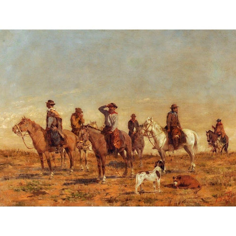 Cowboys Black Modern Wood Framed Art Print by Valle, Angel della