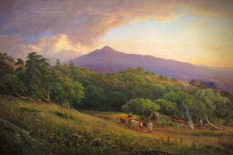 A Broadside of Mount Tamalpais Black Ornate Wood Framed Art Print with Double Matting by Keith, William