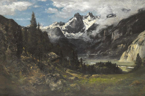 Headwaters of the San Joaquin White Modern Wood Framed Art Print with Double Matting by Keith, William