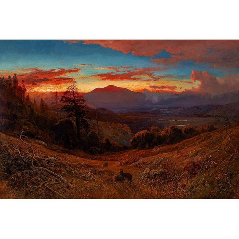 Sunset on Mount Diablo, California Black Modern Wood Framed Art Print by Keith, William