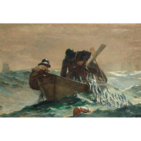 The Herring Net White Modern Wood Framed Art Print by Homer, Winslow