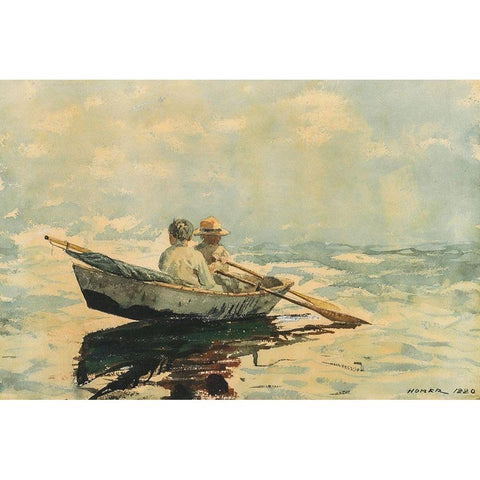 Rowboat Gold Ornate Wood Framed Art Print with Double Matting by Homer, Winslow