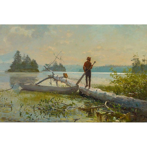 The Trapper White Modern Wood Framed Art Print by Homer, Winslow