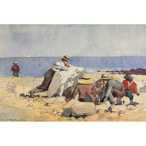 A Clam Bake White Modern Wood Framed Art Print by Homer, Winslow