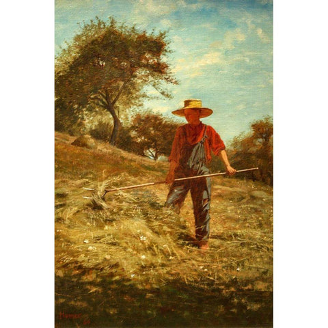 Haymaking Black Modern Wood Framed Art Print with Double Matting by Homer, Winslow