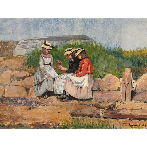 A Fishermans Daughter Black Modern Wood Framed Art Print with Double Matting by Homer, Winslow