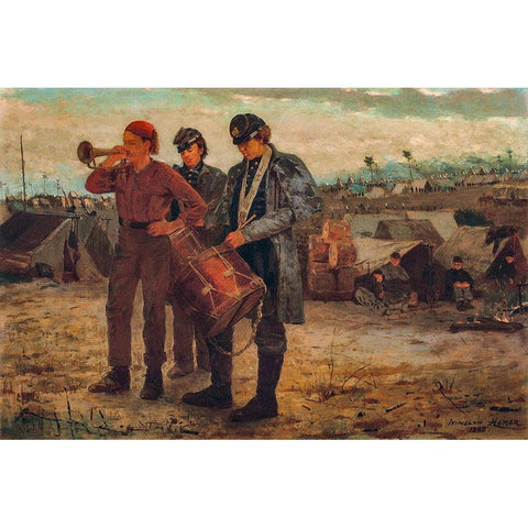 Sounding Reveille Black Modern Wood Framed Art Print by Homer, Winslow