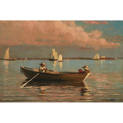 Gloucester Harbor White Modern Wood Framed Art Print by Homer, Winslow