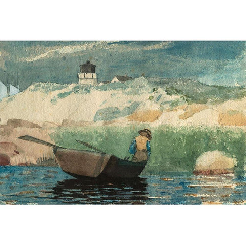 Boy in Boat, Gloucester White Modern Wood Framed Art Print by Homer, Winslow