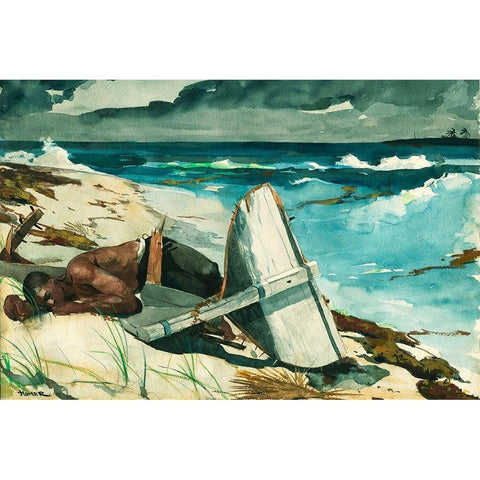 After the Hurricane, Bahamas Black Modern Wood Framed Art Print with Double Matting by Homer, Winslow