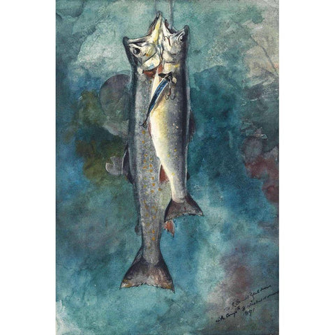 Two Trout White Modern Wood Framed Art Print by Homer, Winslow