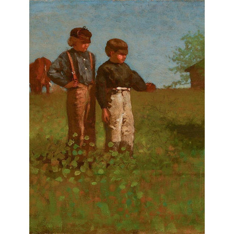 Young Farmers Black Modern Wood Framed Art Print with Double Matting by Homer, Winslow