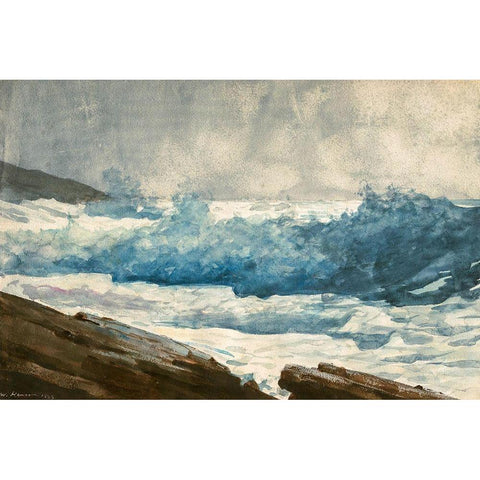 Prouts Neck, Breakers Black Modern Wood Framed Art Print with Double Matting by Homer, Winslow