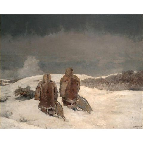 Below Zero Black Modern Wood Framed Art Print with Double Matting by Homer, Winslow