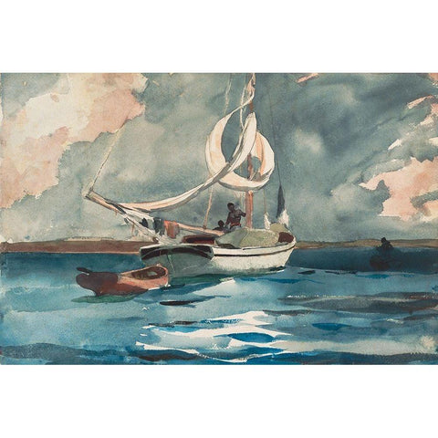 Sloop, Nassau White Modern Wood Framed Art Print by Homer, Winslow