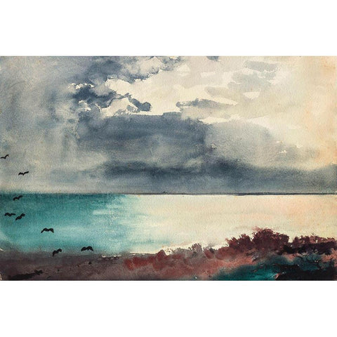 Breaking Storm, Coast of Maine Black Modern Wood Framed Art Print by Homer, Winslow