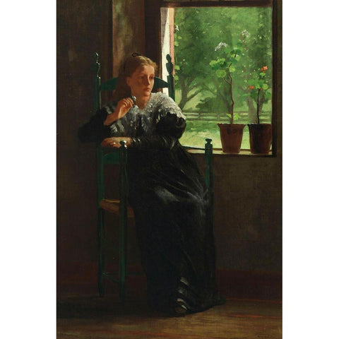 At the Window Black Modern Wood Framed Art Print with Double Matting by Homer, Winslow