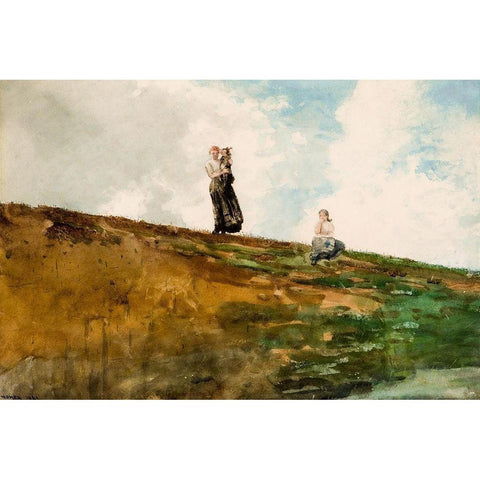 Watching from the Cliffs Black Modern Wood Framed Art Print with Double Matting by Homer, Winslow