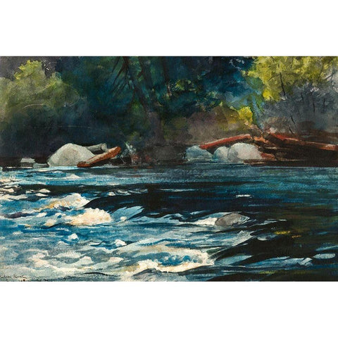 The Rapids, Hudson River, Adirondacks Black Modern Wood Framed Art Print with Double Matting by Homer, Winslow