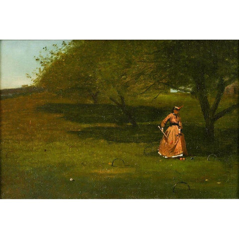 Croquet Player Gold Ornate Wood Framed Art Print with Double Matting by Homer, Winslow