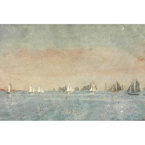 Gloucester Harbor, Fishing Fleet Black Modern Wood Framed Art Print by Homer, Winslow