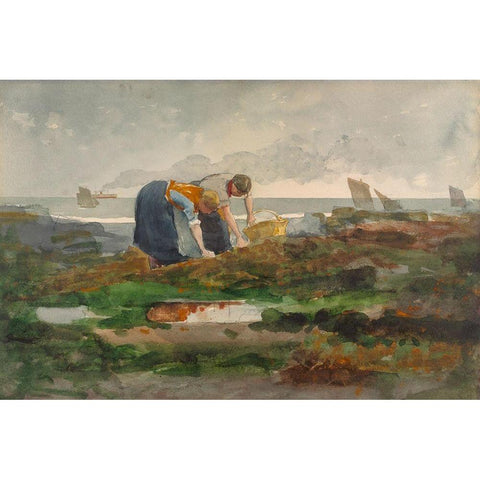 The Mussel Gatherers White Modern Wood Framed Art Print by Homer, Winslow